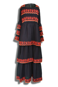 Maxi Embroidered Ruffle Dress