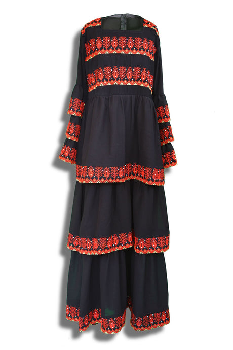 Maxi Embroidered Ruffle Dress