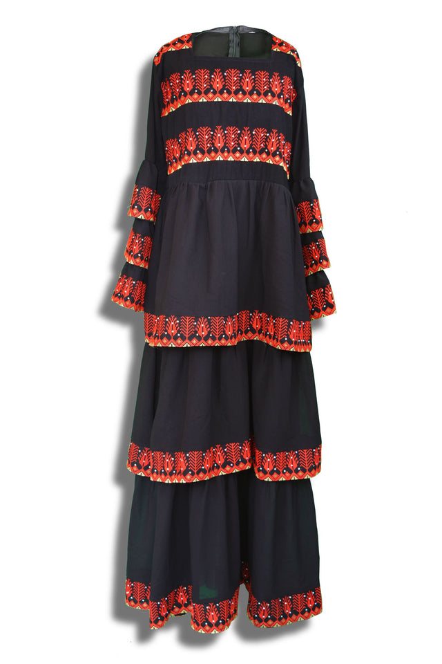 Maxi Embroidered Ruffle Dress