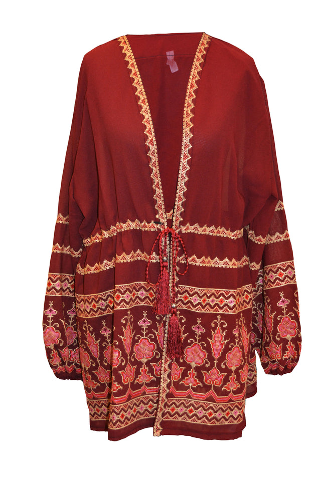 Chiffon Embroidered Cardigan