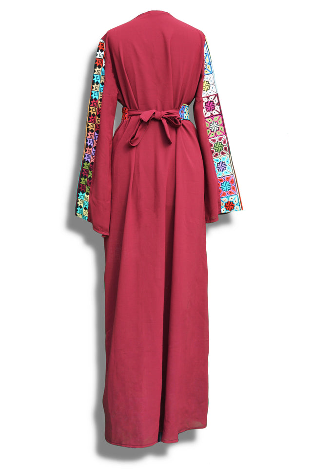 Block Print Belted Abaya
